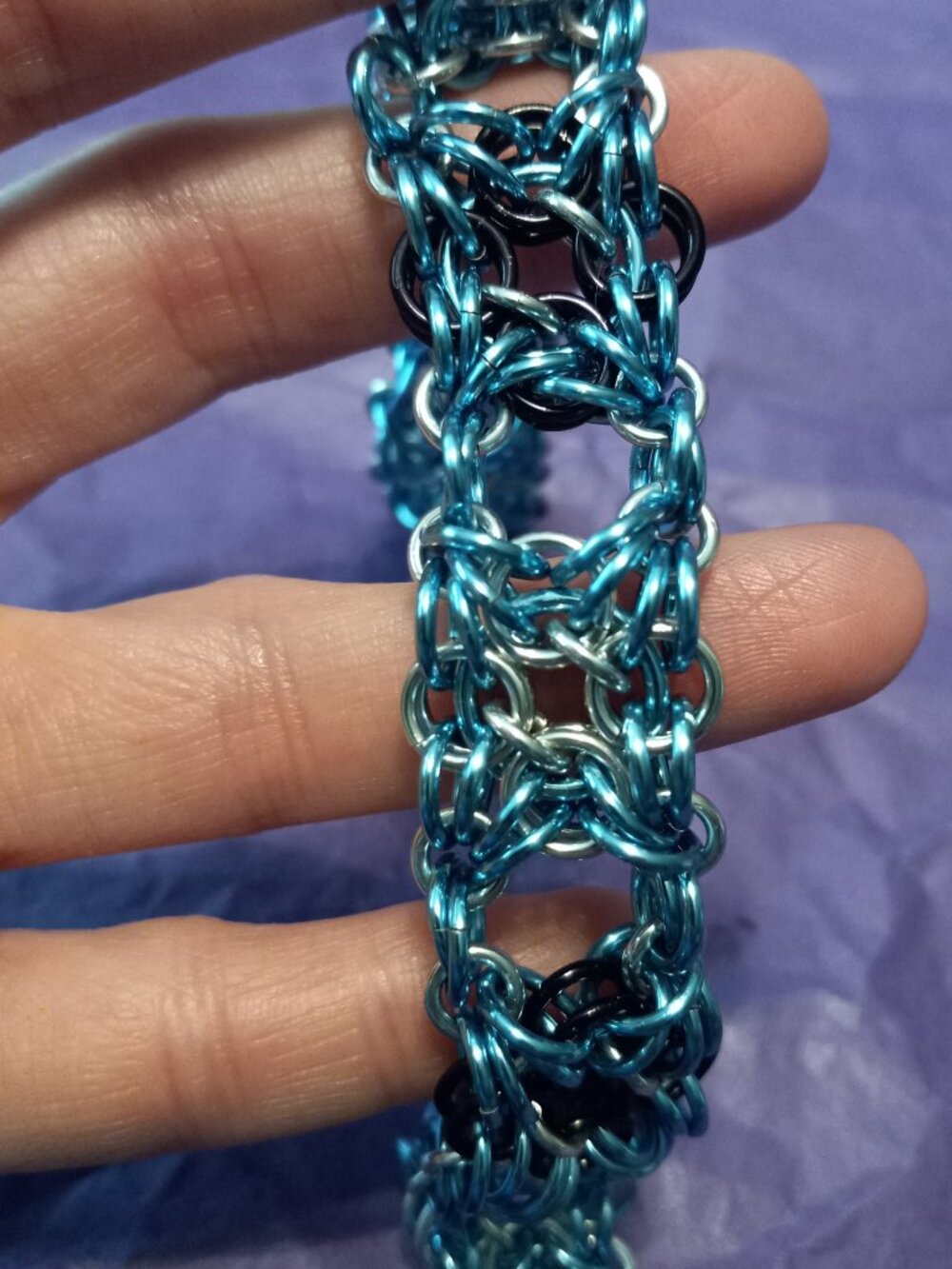 Blue, black, & silver Celtic Labyrinth bracelet